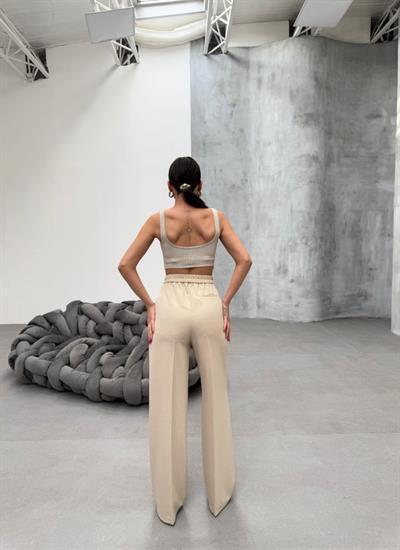 Trio Arka Bel Lasti̇k Detayli Palazzo Pantolon