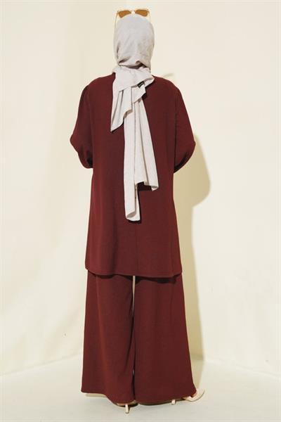 Tunik Pantolon Alt Üst Takım 6663 - Bordo