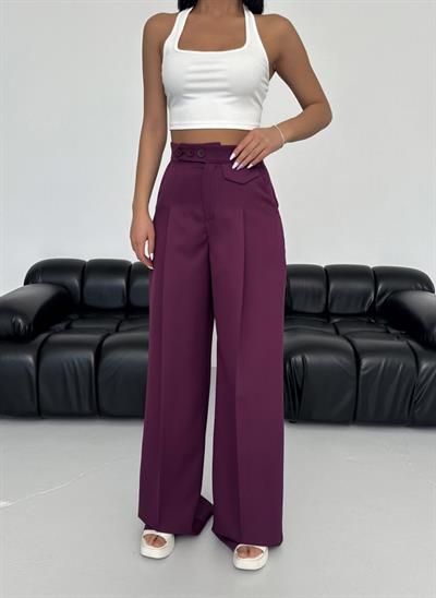 Üç Düğme Detayli Palazzo Pantolon