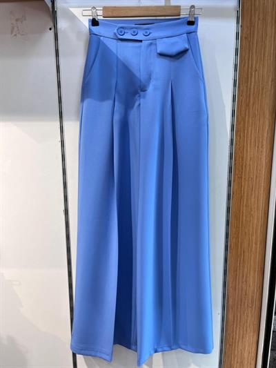 Üç Düğme Detayli Palazzo Pantolon