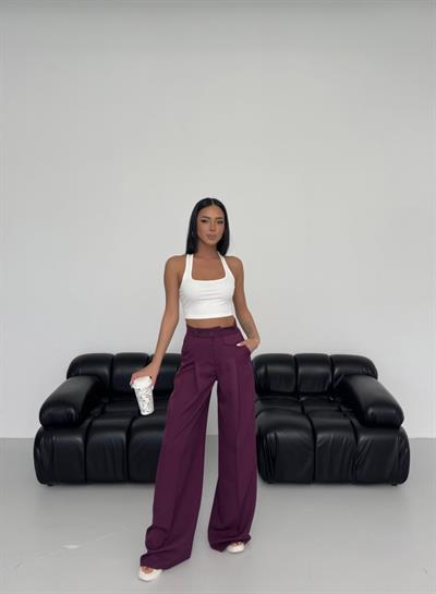 Üç Düğme Detayli Palazzo Pantolon