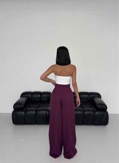 Üç Düğme Detayli Palazzo Pantolon