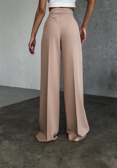 Üç Düğme Detayli Palazzo Pantolon