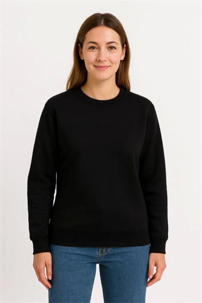 Üç İplik Düz Bisiklet Yaka SweatShirt  - Siyah