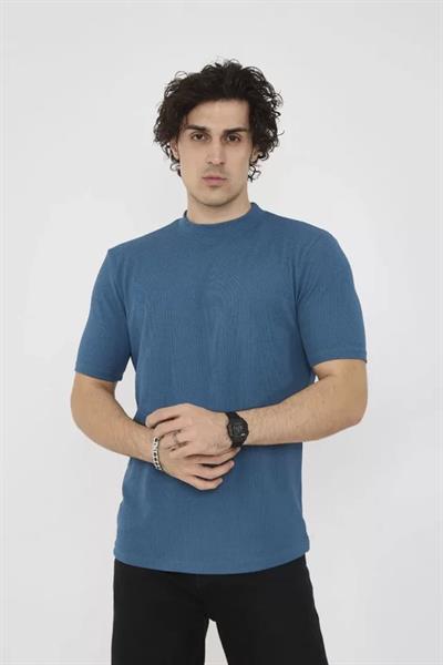 Unisex Bisiklet Yaka Slim Fit T-Shirt- Turkuaz