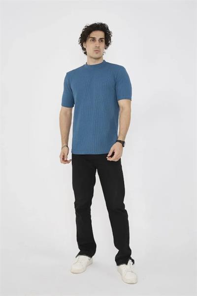 Unisex Bisiklet Yaka Slim Fit T-Shirt- Turkuaz