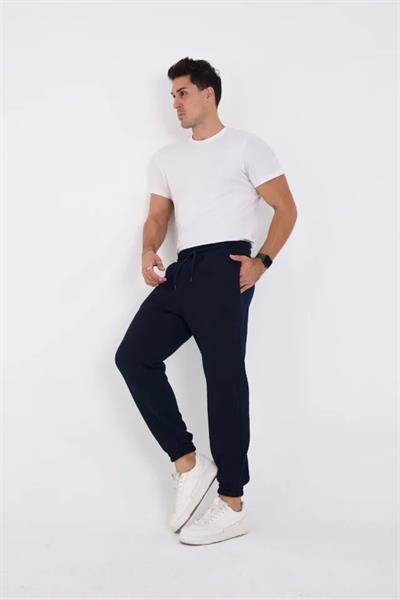 Unisex Kışlık Üç İplik Lastikli Eşofman Pantolon - Lacivert