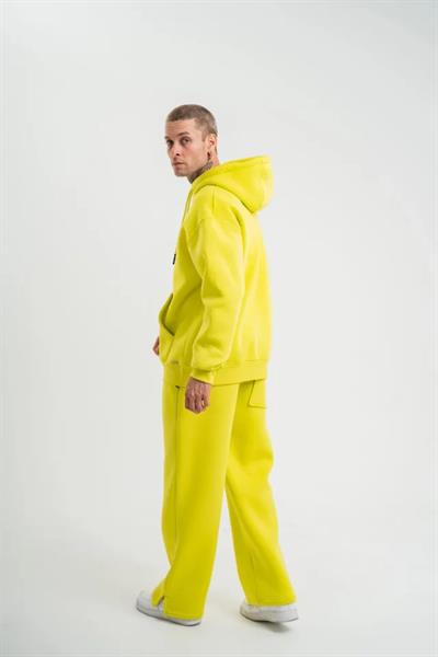 Unisex Uzun Kol Kapşonlu Eşofman Takım - Sarı