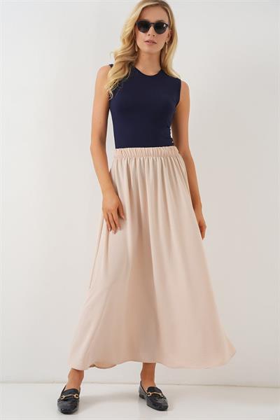 Uzun Ayrobin Etek 8050 - Bej