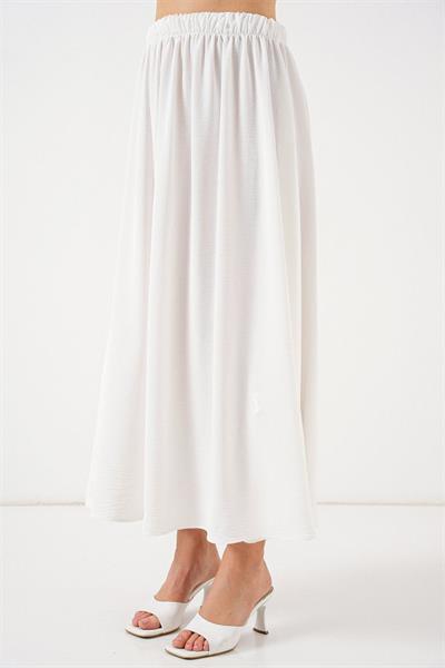 Uzun Ayrobin Etek 8050 - Beyaz
