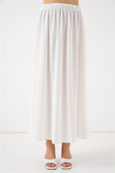 Uzun Ayrobin Etek 8050 - Beyaz