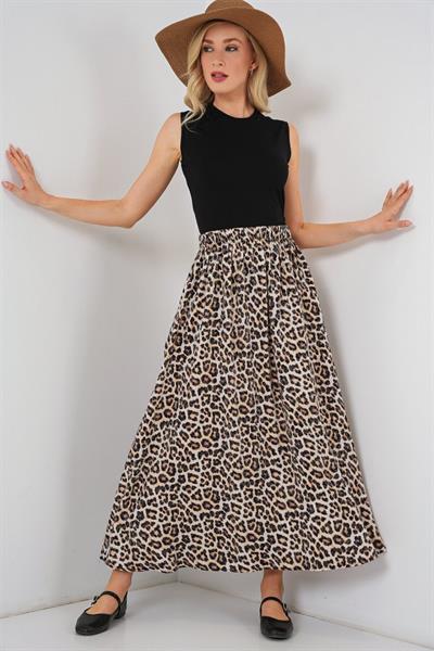 Uzun Ayrobin Etek 8050 - C. Kahverengi