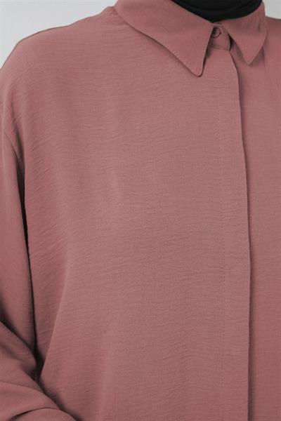 Uzun Gömlek Tunik 5945 - Pudra