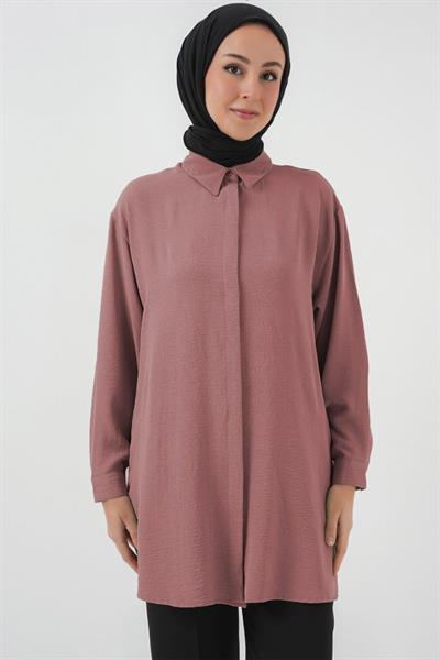 Uzun Gömlek Tunik 5945 - Pudra