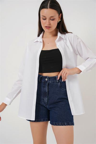 Uzun Kol Basic Gömlek 20279 - Beyaz