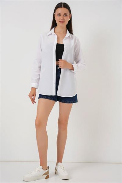 Uzun Kol Basic Gömlek 20279 - Beyaz