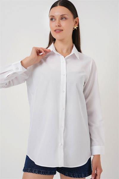 Uzun Kol Basic Gömlek 20279 - Beyaz