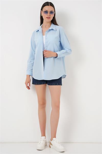 Uzun Kol Basic Gömlek 20279 - Mavi