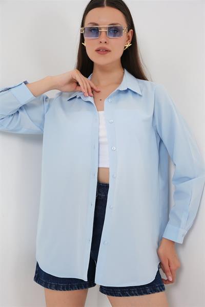 Uzun Kol Basic Gömlek 20279 - Mavi