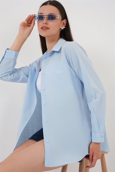 Uzun Kol Basic Gömlek 20279 - Mavi