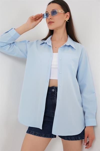 Uzun Kol Basic Gömlek 20279 - Mavi
