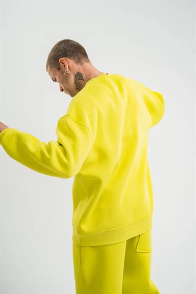 Uzun Kol Bisiklet Yaka Basic SweatShirt - Sarı