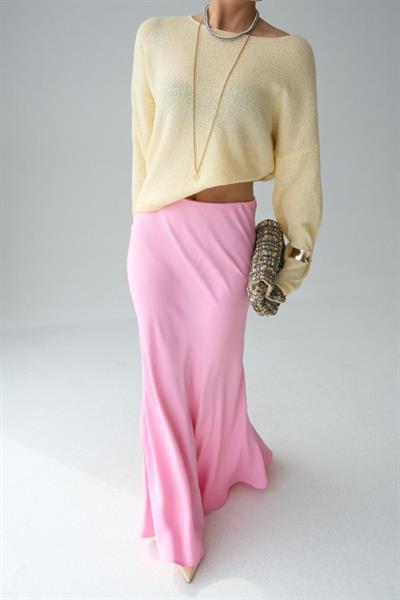 Uzun Kol Düz Kazak - Açık Sarı