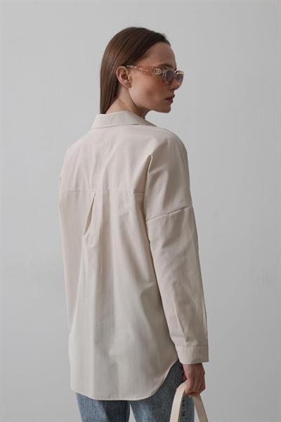 Uzun Kol Gömlek - Bej