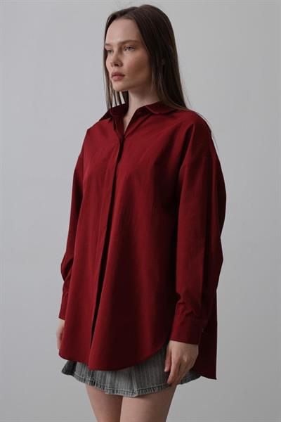Uzun Kol Gömlek - Bordo