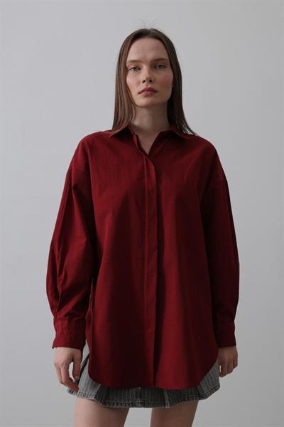 Uzun Kol Gömlek - Bordo