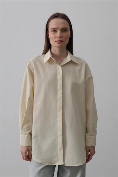 Uzun Kol Gömlek - Ekru
