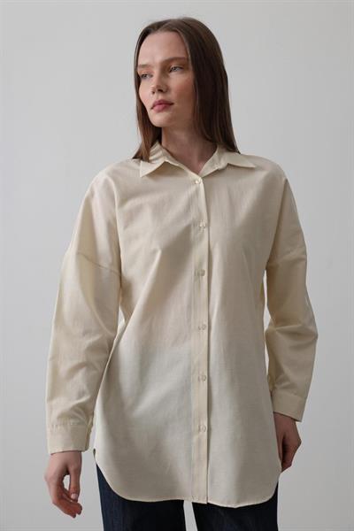 Uzun Kol Gömlek - Ekru