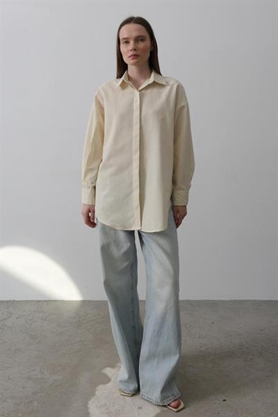 Uzun Kol Gömlek - Ekru