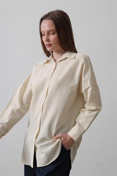 Uzun Kol Gömlek - Ekru