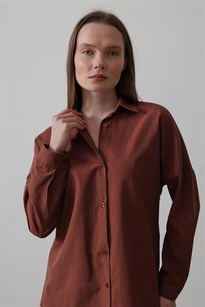 Uzun Kol Gömlek - Kahve