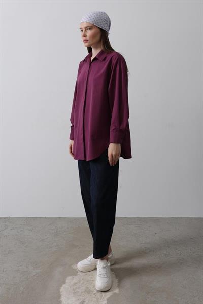 Uzun Kol Gömlek - Mürdüm