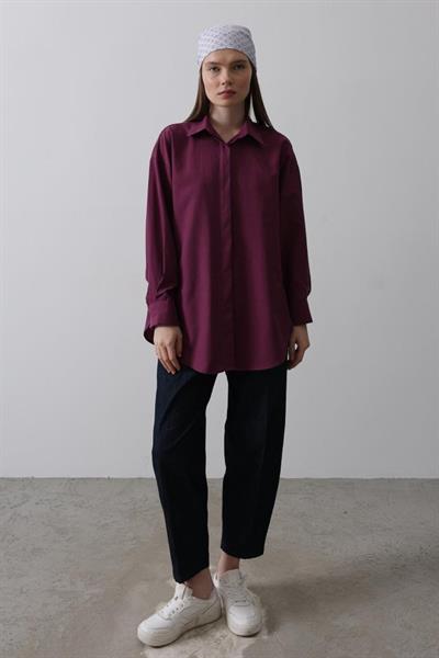 Uzun Kol Gömlek - Mürdüm