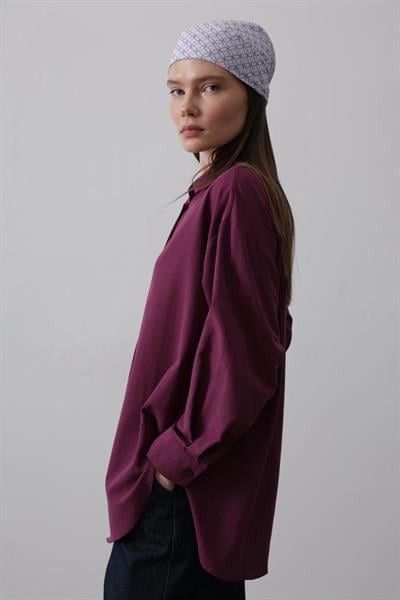 Uzun Kol Gömlek - Mürdüm