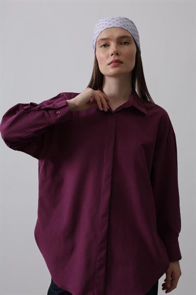 Uzun Kol Gömlek - Mürdüm