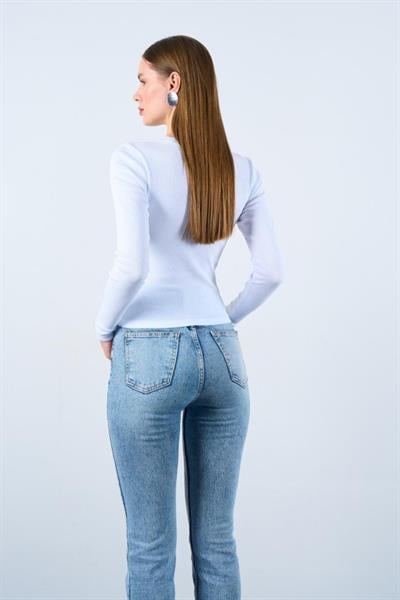 Uzun Kollu Body - Beyaz