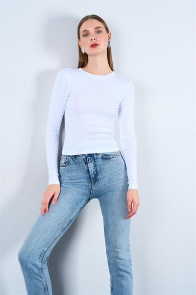 Uzun Kollu Body - Beyaz