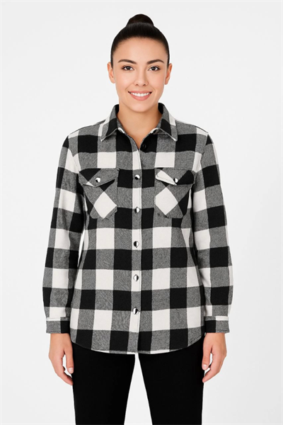 Uzun Kollu Oduncu Gömlek - Siyah