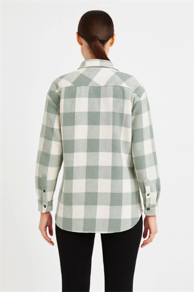 Uzun Kollu Oduncu Gömlek - Su Yeşili