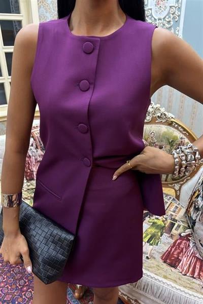 Uzun Yelekli Ve Mini Etekli Double Takım 10108