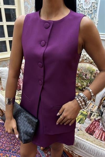 Uzun Yelekli Ve Mini Etekli Double Takım 10108