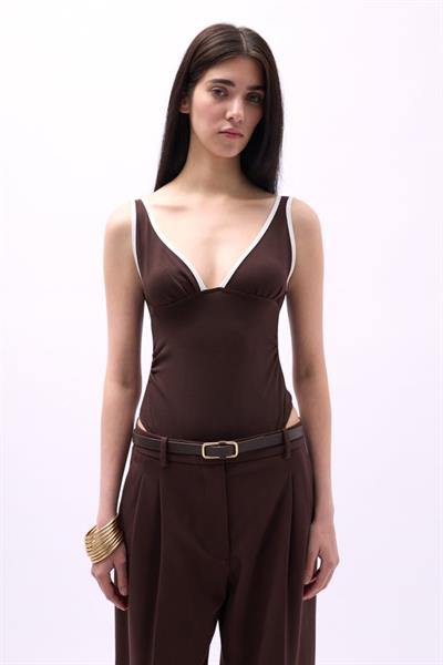V Yaka Biye Detay Bodysuit