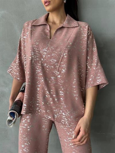 VARAKLI BLUZ PANTOLON TAKIM - Pudra