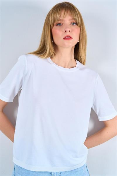 Vaniza Örgü Kazak - Optik Beyaz