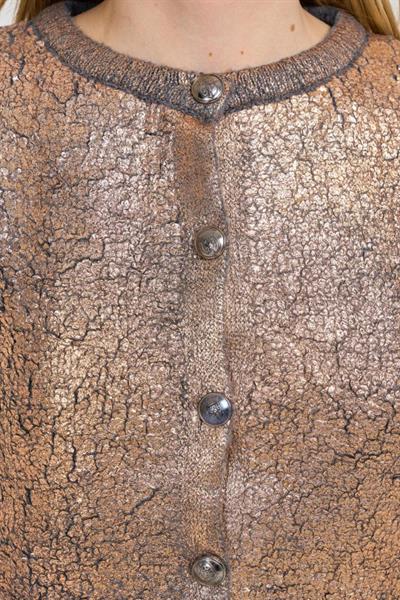 Varaklı Düz Hırka - Antrasit-Bakır