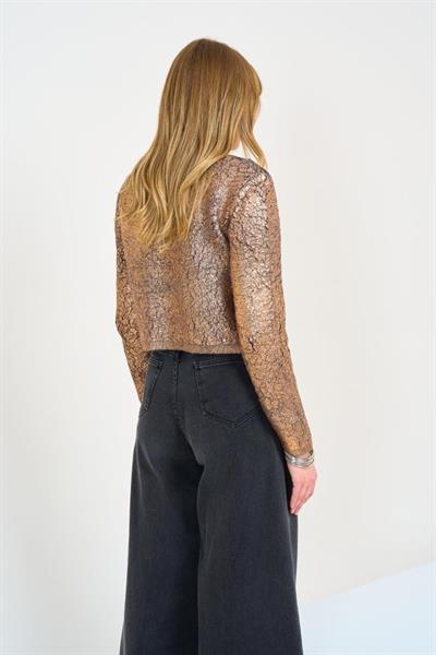 Varaklı Düz Hırka - Antrasit-Bakır